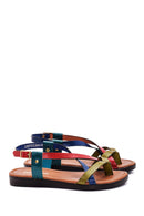 Women's Multicolored Leather Flip Flops Flat Bodrum Sandals | Derimod Women's Multicolored Leather Flip Flops Flat Bodrum Sandals | Derimod
