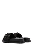Women's Black Knitted Detailed Jelly Slippers | Derimod Women's Black Knitted Detailed Jelly Slippers | Derimod