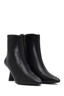 Women's Black Zippered Stone Detailed Heeled Boot | Derimod Women's Black Zippered Stone Detailed Heeled Boot | Derimod