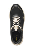 Geox Women Black D Zarvıa A - Mesh+Pearl.Gbk Lace-Up Thick Sole Leather Sneaker | Derimod Geox Women Black D Zarvıa A - Mesh+Pearl.Gbk Lace-Up Thick Sole Leather Sneaker | Derimod