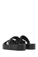 Women's Black Strappy Thick Soled Jelly Slippers | Derimod Women's Black Strappy Thick Soled Jelly Slippers | Derimod