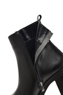 Women's Black Zippered Thick Heeled Leather Boot | Derimod Women's Black Zippered Thick Heeled Leather Boot | Derimod
