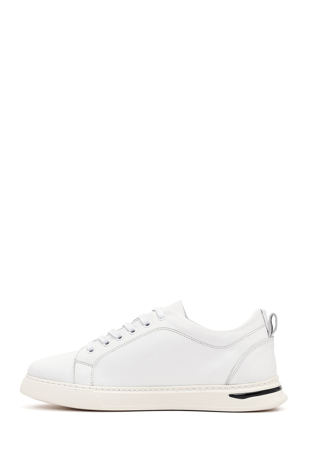 Erkek Beyaz Bağcıklı Deri Sneaker