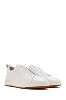 Men's White Lace-up Leather Sneaker | Derimod Men's White Lace-up Leather Sneaker | Derimod