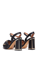 Women's Black Thick Heeled Sandals | Derimod Women's Black Thick Heeled Sandals | Derimod