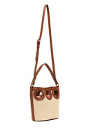 Woman Beige Long-Strap Wicker Shoulder Bag | Derimod Woman Beige Long-Strap Wicker Shoulder Bag | Derimod