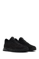 Erkek Siyah Bağcıklı Nubuk Deri Comfort Sneaker | Derimod Erkek Siyah Bağcıklı Nubuk Deri Comfort Sneaker | Derimod