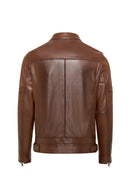 Patrick Men's Brown Judge Collar Leather Jacket | Derimod Patrick Men's Brown Judge Collar Leather Jacket | Derimod