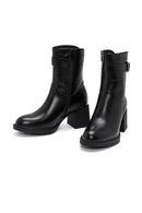 Women's Black Zippered Chunky Heel Boots | Derimod Women's Black Zippered Chunky Heel Boots | Derimod