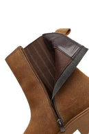 Women Mink Zippered Thick Sole Suede Leather Boot | Derimod Women Mink Zippered Thick Sole Suede Leather Boot | Derimod