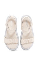 Kadın Bej Deri Comfort Sandalet | Derimod Kadın Bej Deri Comfort Sandalet | Derimod