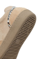 Woman Beige Lace-up Suede Leather Sneaker | Derimod Woman Beige Lace-up Suede Leather Sneaker | Derimod