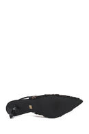 Woman Black Backless Sequin-Patterned Stiletto-Heel Shoes | Derimod Woman Black Backless Sequin-Patterned Stiletto-Heel Shoes | Derimod
