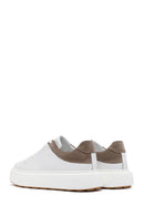 Men's White Lace-up Thick-Sole Leather Sneaker | Derimod Men's White Lace-up Thick-Sole Leather Sneaker | Derimod