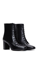 Women's Black Leather Heeled Classic Boots | Derimod Women's Black Leather Heeled Classic Boots | Derimod