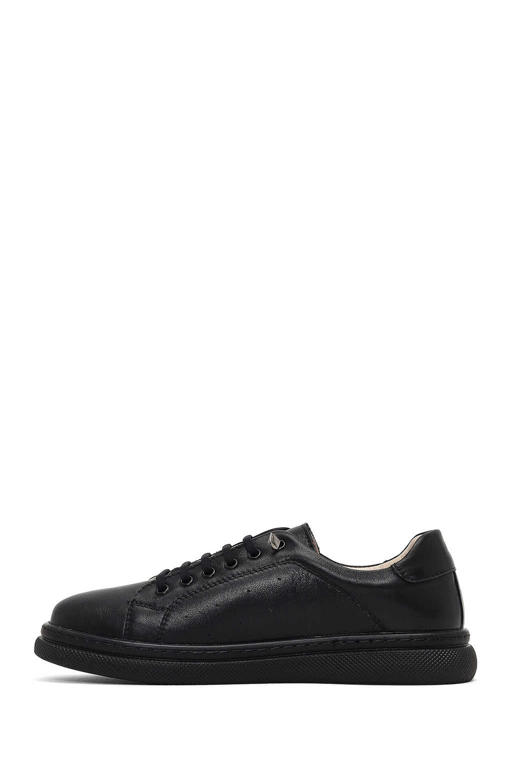 Kadın Siyah Bağcıklı Deri Sneaker