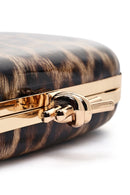 Woman Leopard Print Long Chain Strap Mini Box Evening Bag | Derimod Woman Leopard Print Long Chain Strap Mini Box Evening Bag | Derimod