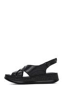 Women's Black Thick Soled Leather Comfort Sandals | Derimod Women's Black Thick Soled Leather Comfort Sandals | Derimod