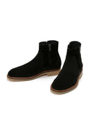 Men's Black Zippered Suede Leather Casual Boots | Derimod Men's Black Zippered Suede Leather Casual Boots | Derimod