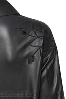 Jennifer Women's Black Leather Jacket | Derimod Jennifer Women's Black Leather Jacket | Derimod