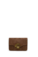 Woman Tan Long-Strap Suede Crossbody Bag | Derimod Woman Tan Long-Strap Suede Crossbody Bag | Derimod