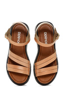 Kadın Pudra Bilekten Bantlı Deri Sandalet | Derimod Kadın Pudra Bilekten Bantlı Deri Sandalet | Derimod