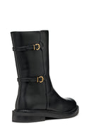 Geox Woman Black D Serılda B - Smo.Lea Zippered Buckled Leather Boot | Derimod Geox Woman Black D Serılda B - Smo.Lea Zippered Buckled Leather Boot | Derimod