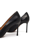 Women's Black Thin Heeled Leather Stiletto | Derimod Women's Black Thin Heeled Leather Stiletto | Derimod
