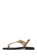 Woman Beige Buckled Toe-Post Suede Sandal | Derimod Woman Beige Buckled Toe-Post Suede Sandal | Derimod