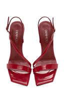Women's Red Ankle Buckle High Thin Heel Patent Leather Sandals | Derimod Women's Red Ankle Buckle High Thin Heel Patent Leather Sandals | Derimod