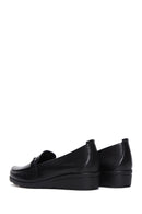 Kadın Siyah Deri Dolgu Topuklu Comfort Loafer | Derimod Kadın Siyah Deri Dolgu Topuklu Comfort Loafer | Derimod