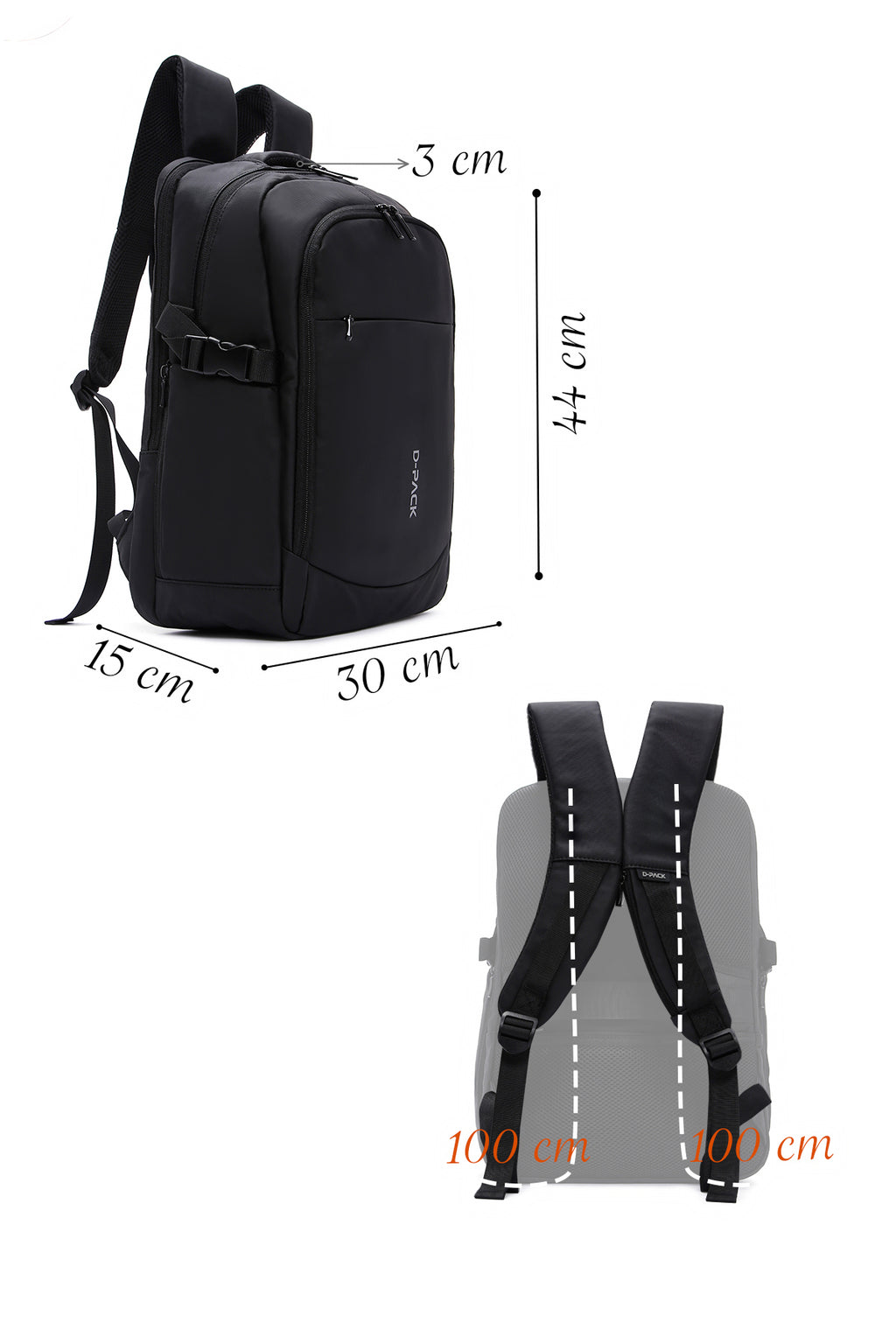 D-Pack Unisex Siyah Teknolojik Kumaş Sırt Çantası