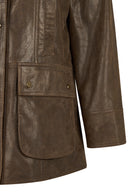 Gateaway Woman Brown Leather Coat | Derimod Gateaway Woman Brown Leather Coat | Derimod