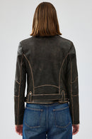 Uptown Women's Brown Vintage Leather Jacket | Derimod Uptown Women's Brown Vintage Leather Jacket | Derimod