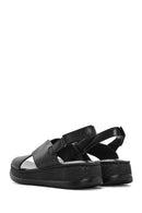 Women's Black Strappy Thick Soled Leather Comfort Sandals | Derimod Women's Black Strappy Thick Soled Leather Comfort Sandals | Derimod