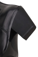 Woman Black Chunky-Heel Leather Cowboy Boots | Derimod Woman Black Chunky-Heel Leather Cowboy Boots | Derimod