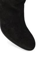 Woman Black Thick-Heeled Suede Boots | Derimod Woman Black Thick-Heeled Suede Boots | Derimod