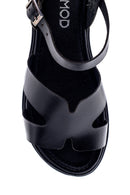Women's Black Leather Flat Sandals | Derimod Women's Black Leather Flat Sandals | Derimod