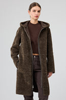 Fiorentini Women Brown Reversible Hooded Teddy Coat | Derimod Fiorentini Women Brown Reversible Hooded Teddy Coat | Derimod