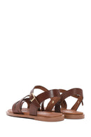 Women's Brown Ankle Strap Flip-Flop Leather Bodrum Sandals | Derimod Women's Brown Ankle Strap Flip-Flop Leather Bodrum Sandals | Derimod