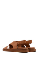 Women's Tan Elastic Leather Sandals | Derimod Women's Tan Elastic Leather Sandals | Derimod