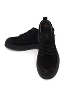 Erkek Siyah Bağcıklı Kalın Tabanlı Nubuk Deri Sneaker | Derimod Erkek Siyah Bağcıklı Kalın Tabanlı Nubuk Deri Sneaker | Derimod