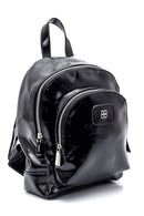 Women's Crinkled Patent Leather Backpack | Derimod Women's Crinkled Patent Leather Backpack | Derimod