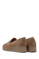 Woman Mink Wedge Heel Suede Comfort Loafer | Derimod Woman Mink Wedge Heel Suede Comfort Loafer | Derimod