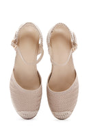 Women's Beige Ankle Strap Wedge Heeled Espadrille | Derimod Women's Beige Ankle Strap Wedge Heeled Espadrille | Derimod