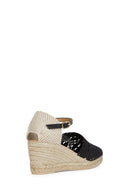 Geox Women's Black Gelsa Knit Wedge Heels Leather Espadrilles | Derimod Geox Women's Black Gelsa Knit Wedge Heels Leather Espadrilles | Derimod