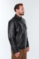 Ford (Plus) Men's Black Leather Jacket | Derimod Ford (Plus) Men's Black Leather Jacket | Derimod