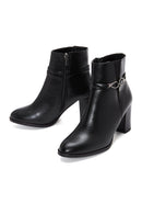 Women's Black Buckle Thick Heeled Classic Boots | Derimod Women's Black Buckle Thick Heeled Classic Boots | Derimod