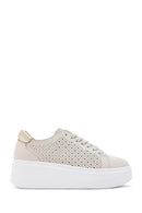 Women's Beige Thick Sole Lace Up Leather Sneaker | Derimod Women's Beige Thick Sole Lace Up Leather Sneaker | Derimod