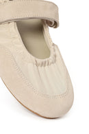 Women's Cream Strapped Leather Sport Ballet Flats | Derimod Women's Cream Strapped Leather Sport Ballet Flats | Derimod